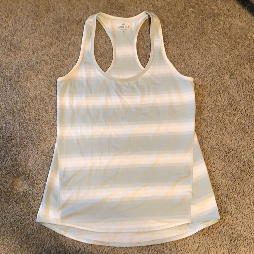 Gray and white ombré striped Athleta workout top